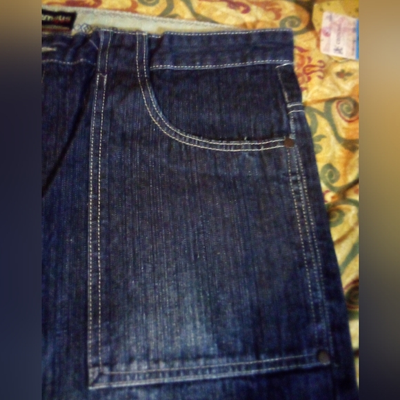 Campus Ivy League Crest Pockets Embroidered Denim Jeans Pants Men's 40/32 Blue - Picture 4 of 13